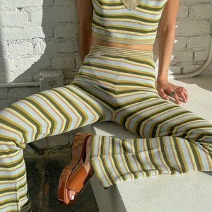 Green and White Stripped Knit Pants by Lisa Says Gah